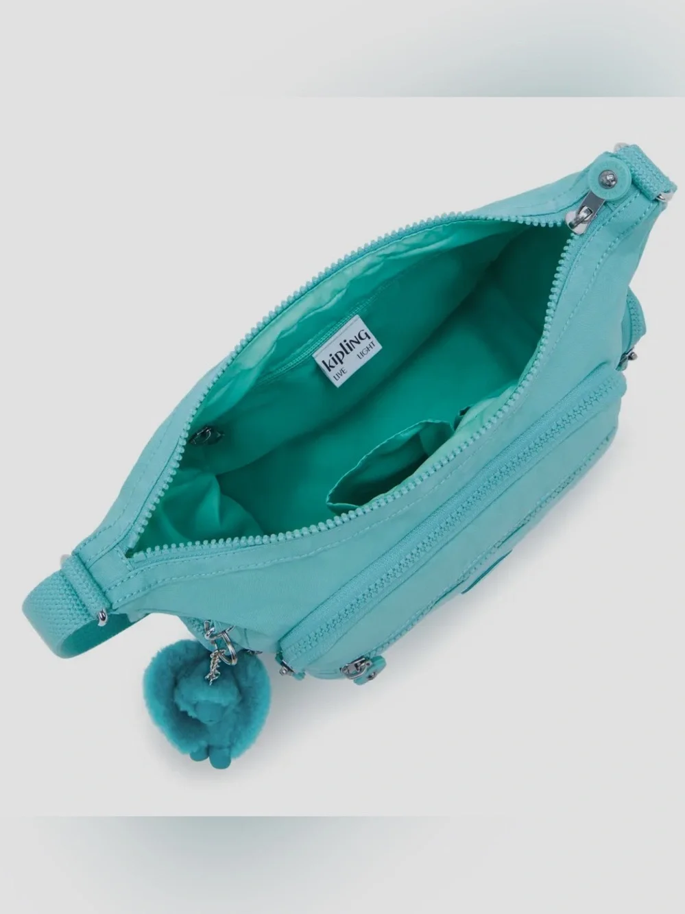 Kipling | Gabbie Mini Crossbody Bag Purse Deepest Aqua Blue Nylon Monkey NWT New